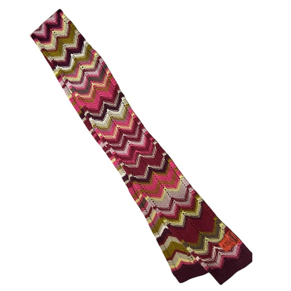 Missoni Multicolor Chevron Knit Scarf Burgundy Green Purple Pink - Picture 5 of 5